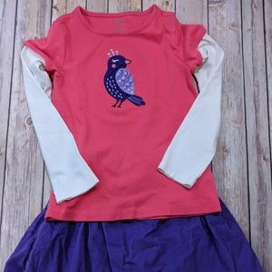 Gap Kids Purple Corduroy Skirt / Salmon Top